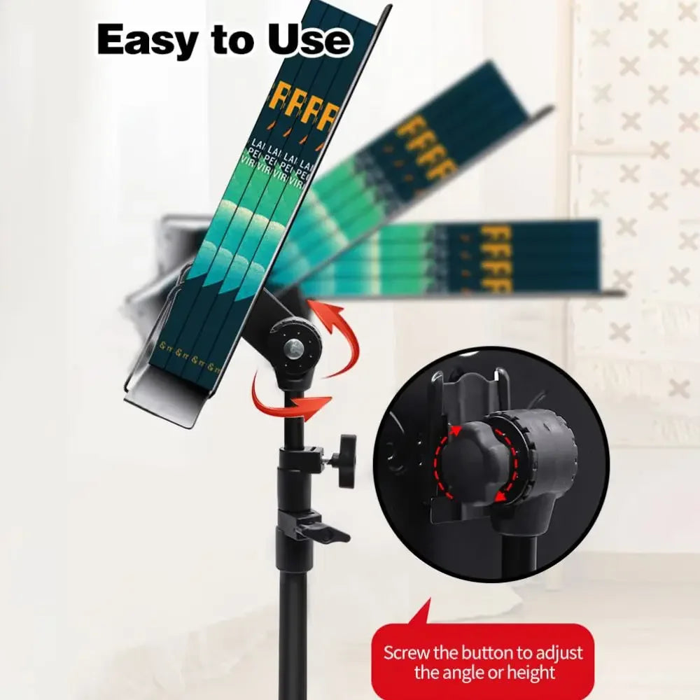 Adjustable Sheet Music Stand — Portable Foldable Book Holder with Carrying Bag