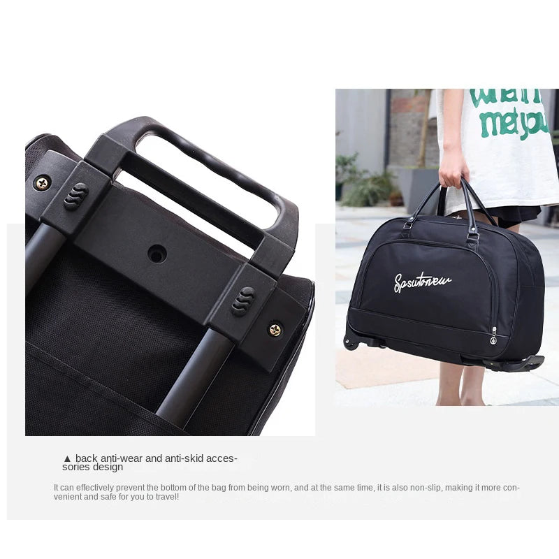 Felemi Foldable Trolley Duffle Bag — Large Capacity Travel Luggage
