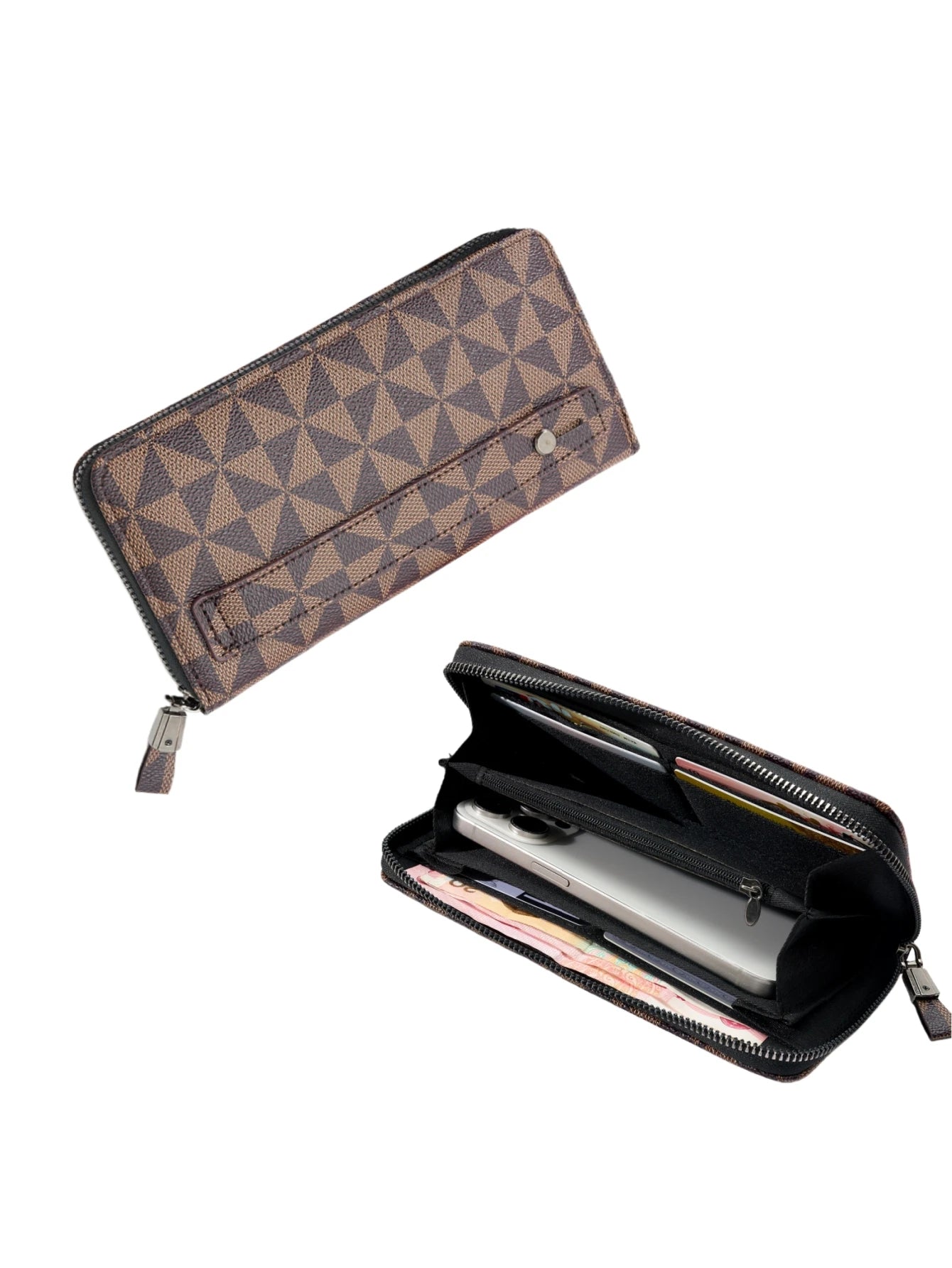 KAIDUCH Men's Minimalist Clutch Wallet — Double Zipper Large Capacity Organizer