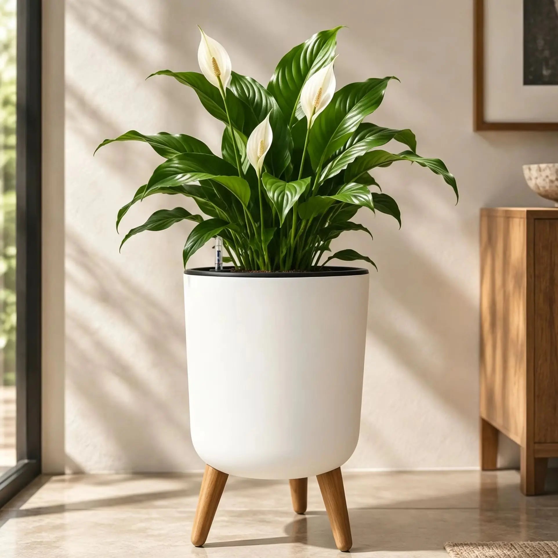 Self-Watering Indoor Planter with Stand — Modern Decorative Flower Pot