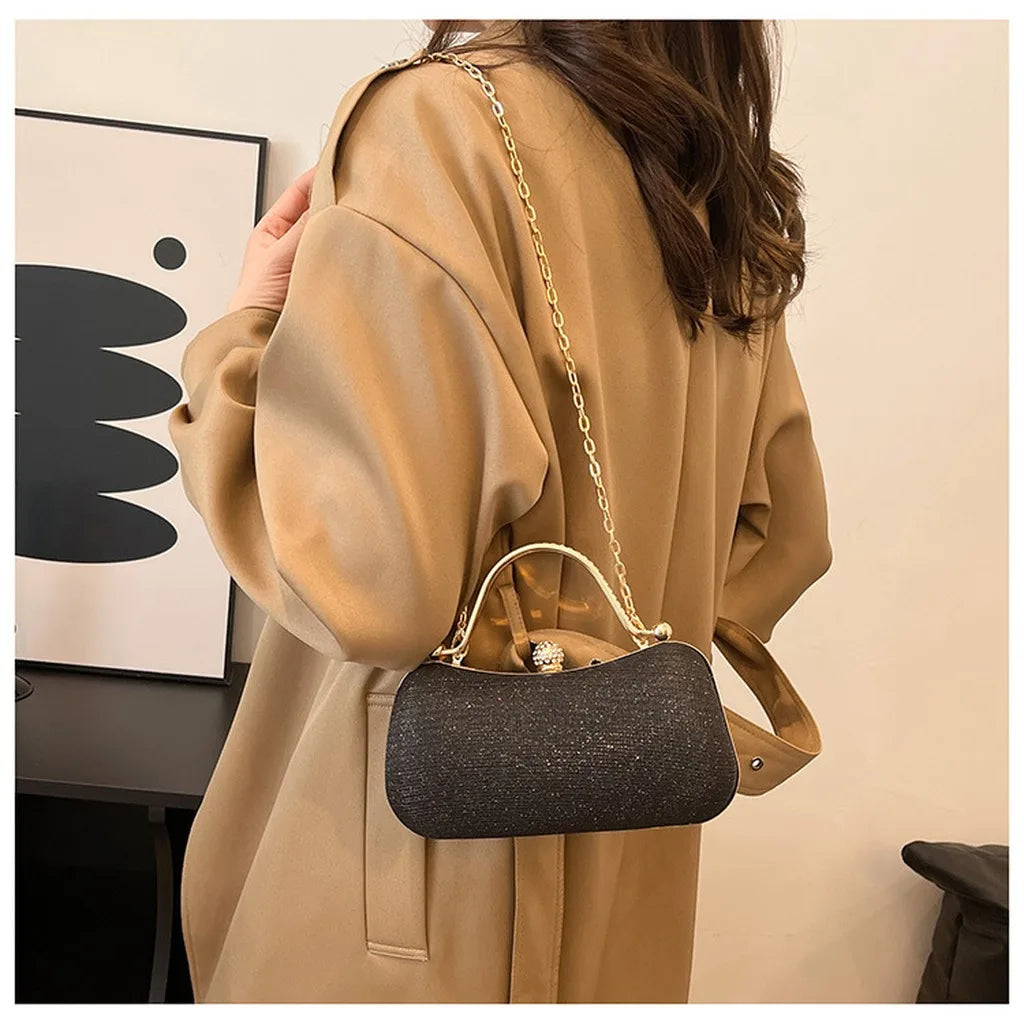 Structured Square Evening Bag — Versatile Clutch with Chain Strap