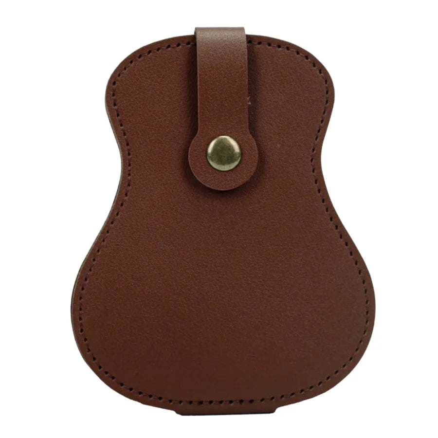 Guitar Shape Pick Storage Bag — Leather Pouch for 18 Picks