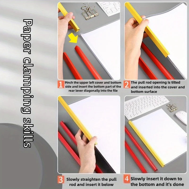 A4 File Pull-Bar Clips — Colorful Lever Binders for Reports