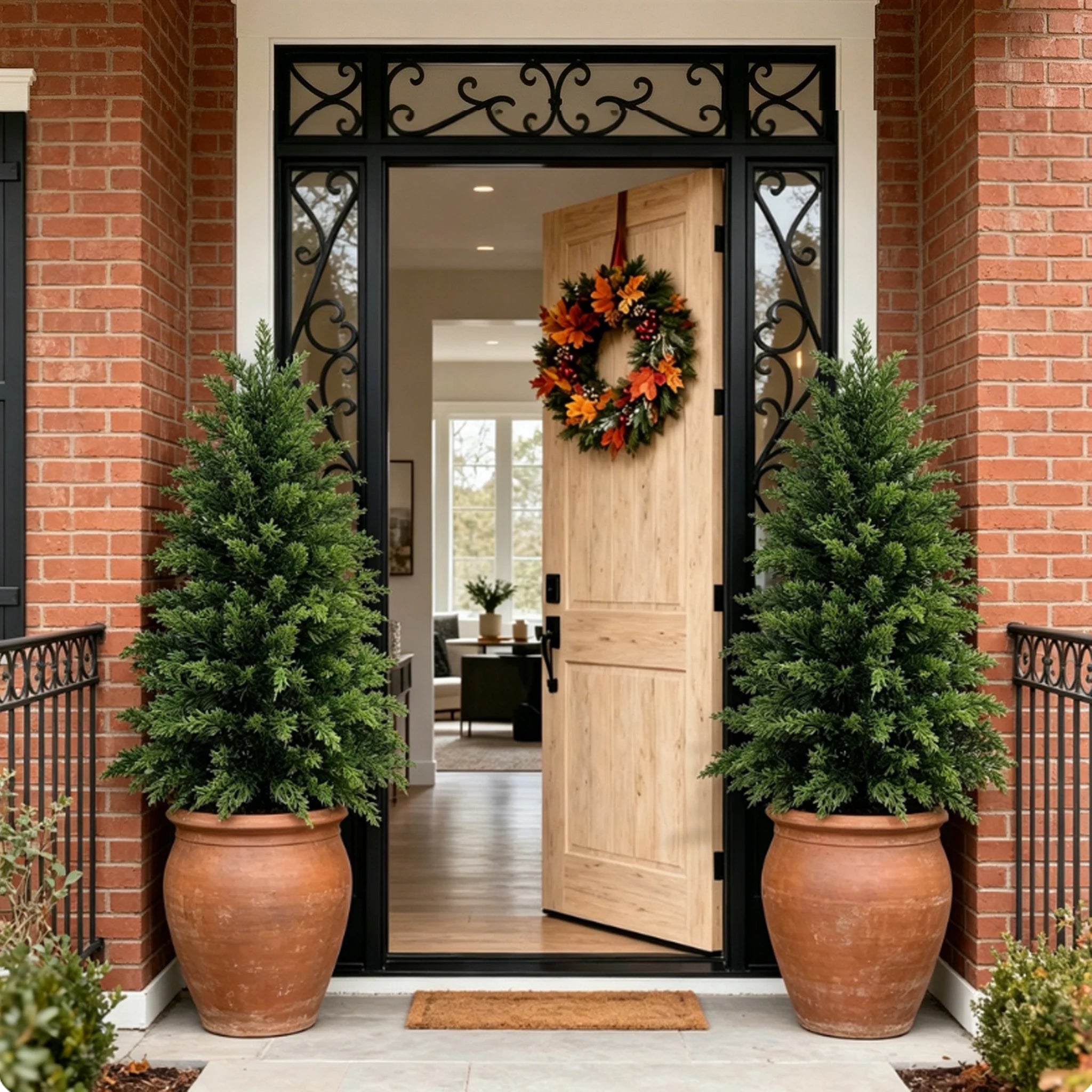 Artificial Cedar Topiary Trees — UV-Resistant Faux Evergreen Decor