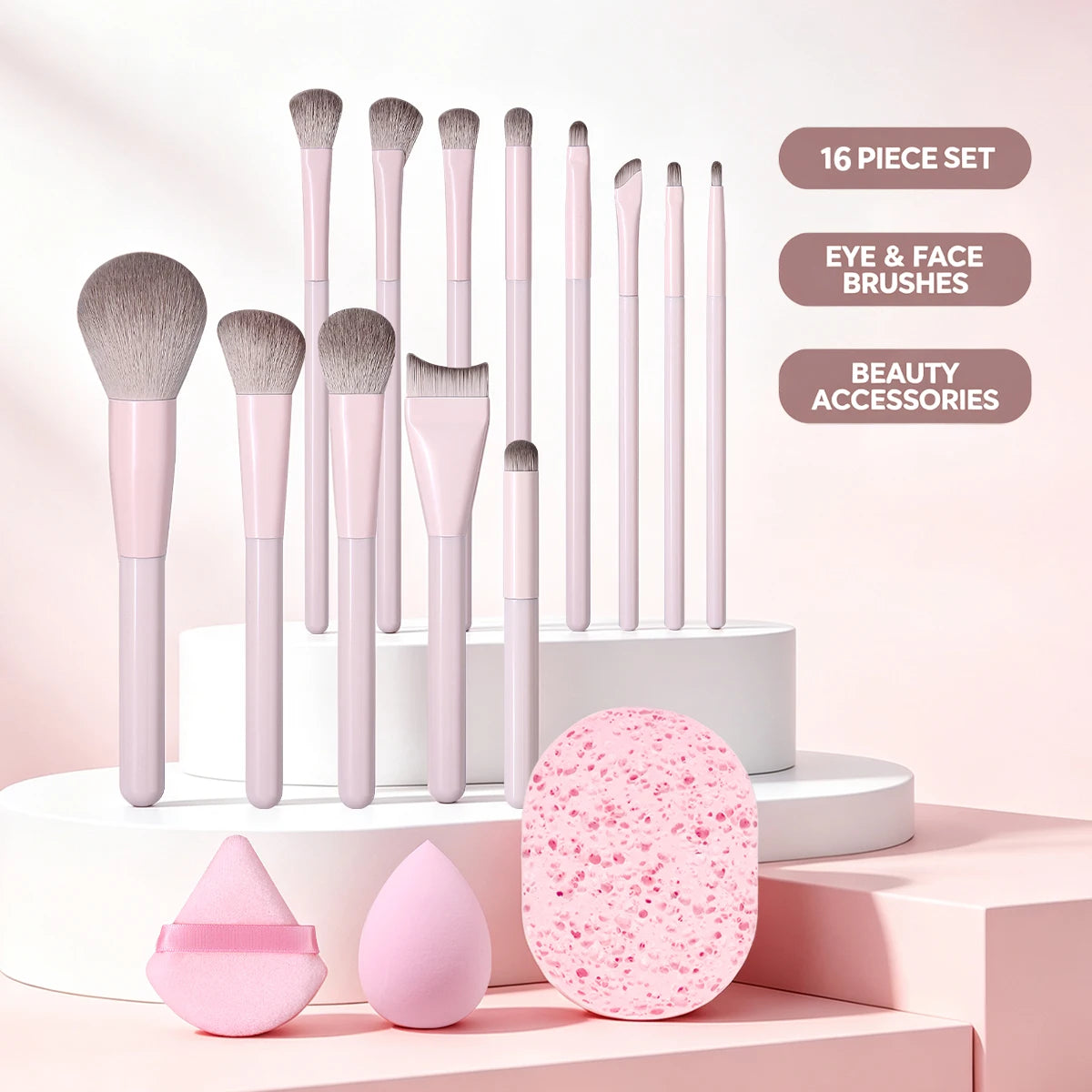 KOSSHOW Makeup Brush Set — Soft Synthetic Hair Beauty Tools, 17 Piece Kit