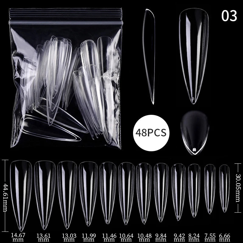 Full Cover Sculpted Clear Nail Tips — DIY Coffin Extension System