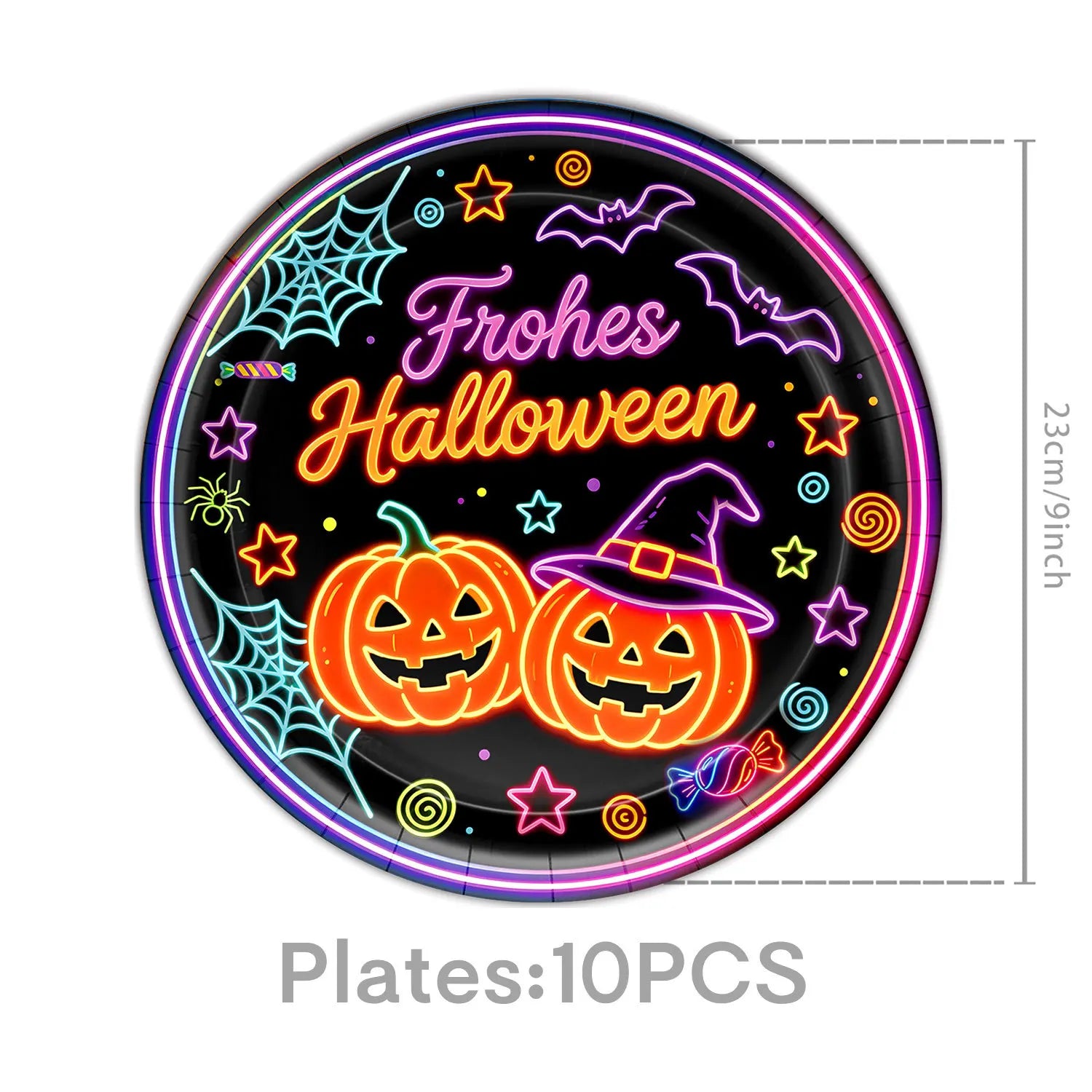 RENYUAN Neon Pumpkin Disposable Tableware Set — Festive Party Decor