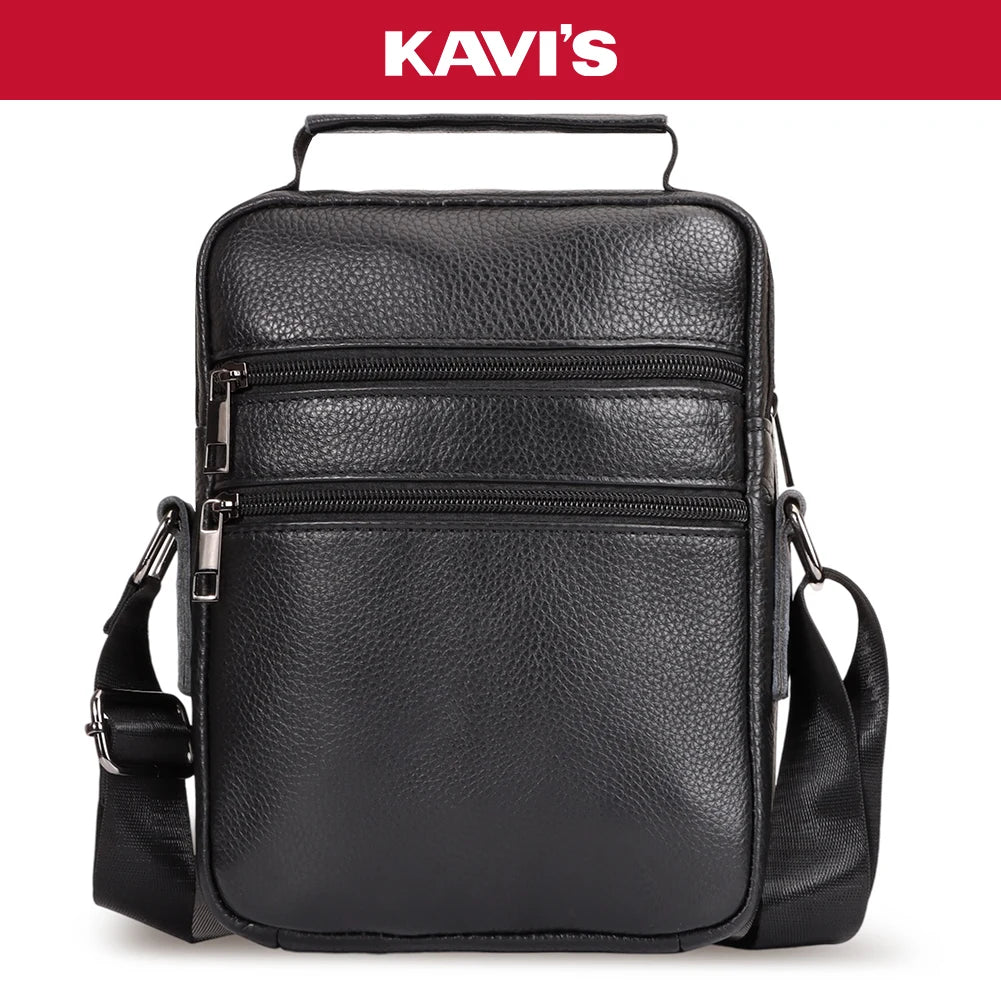 KAVI'S Genuine Leather Messenger Bag — Crossbody Shoulder Bag for iPad Mini