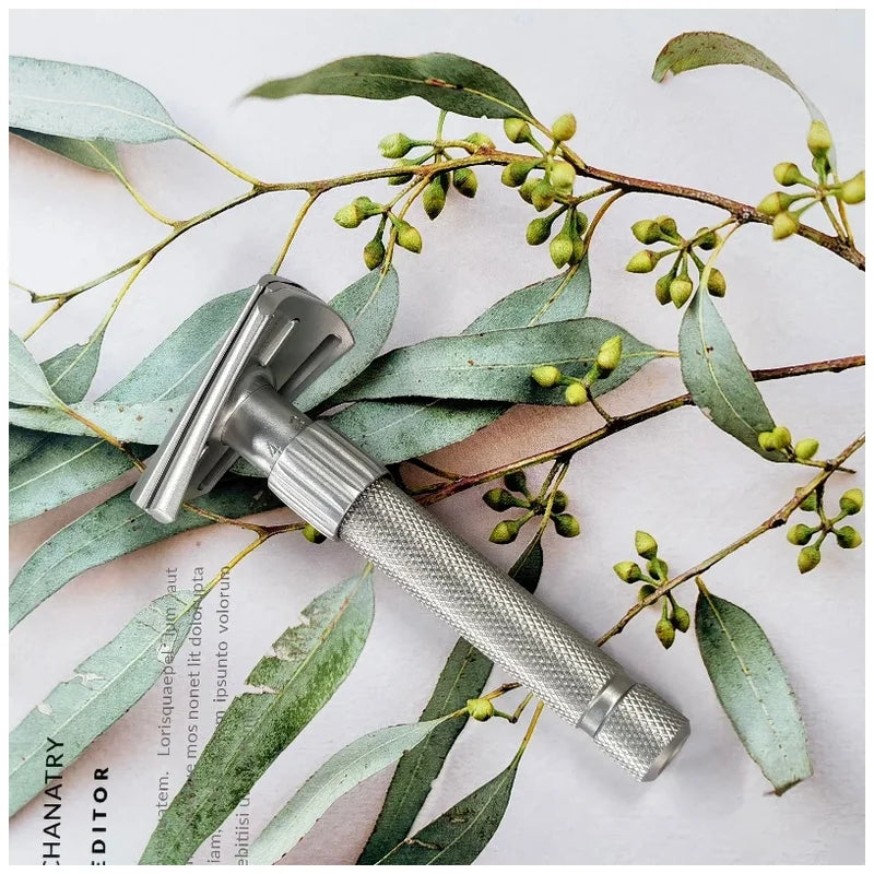 Adjustable Slant Safety Razor — Matte Stainless Steel Shaving Tool