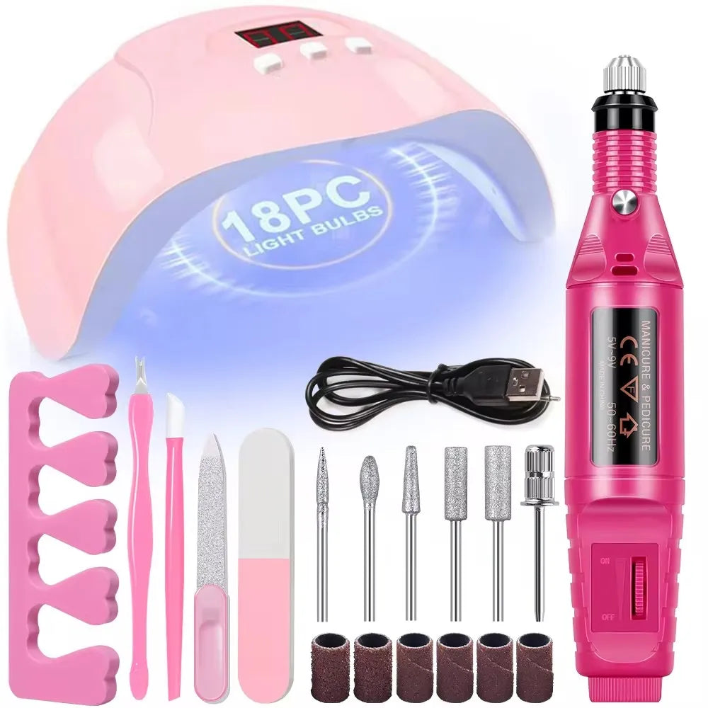 LULAA Professional Manicure Set — Electric Nail Drill & UV Lamp Kit