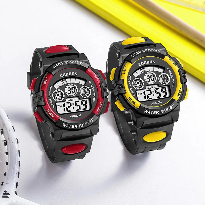 Digital LED Kids Sports Watch — Multifunctional Waterproof Wristwatch