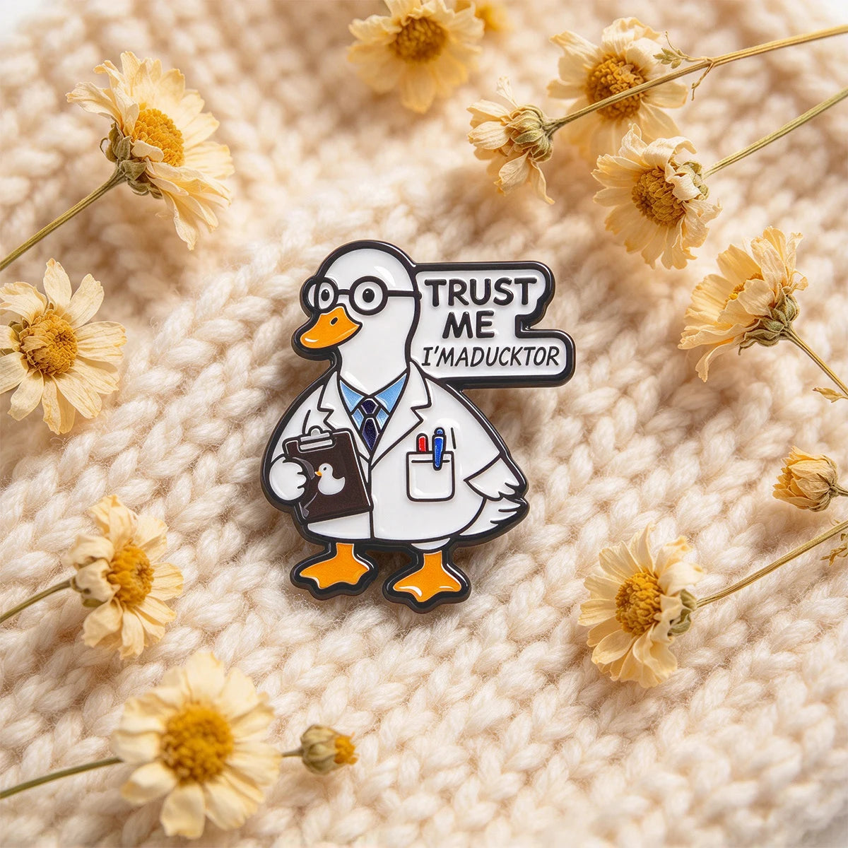 Duck Doctor Enamel Pin — Cute Animal Medical Themed Brooch