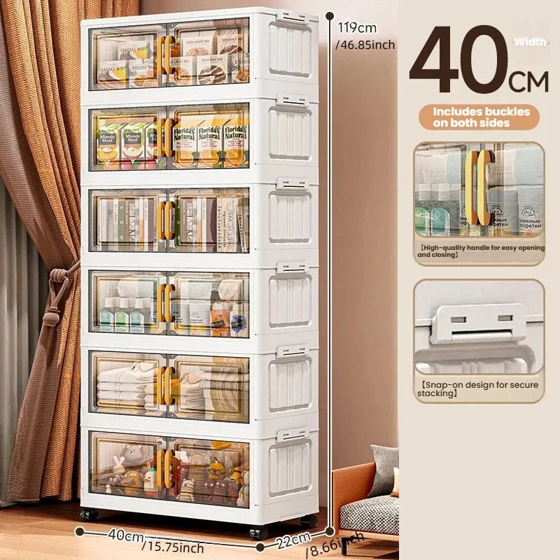Foldable Double-Door Storage Cabinet — Space-Saving Floor Standing Organizer