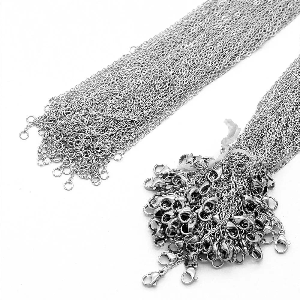 LAVIXMIA Stainless Steel Rolo Chain — Bulk 100pcs Jewelry Making Links