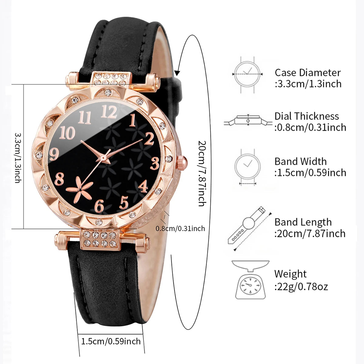Women's Watch Set — Leather Band Quartz