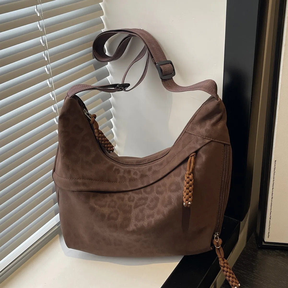 Vintage Leopard Print Hobo Bag — Large Capacity Shoulder Crossbody