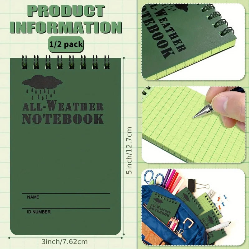 Waterproof Pocket Notebook — All-Weather Rainproof Notepad for Outdoor Use