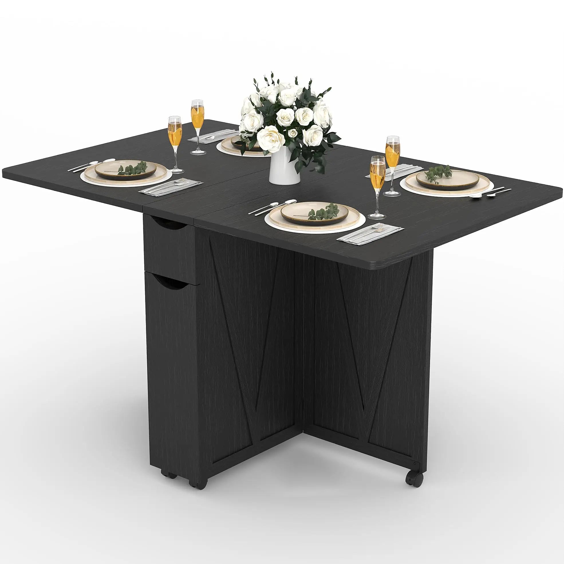 OUTWIND Folding Dining Table — Space-Saving Drop Leaf Design with Storage