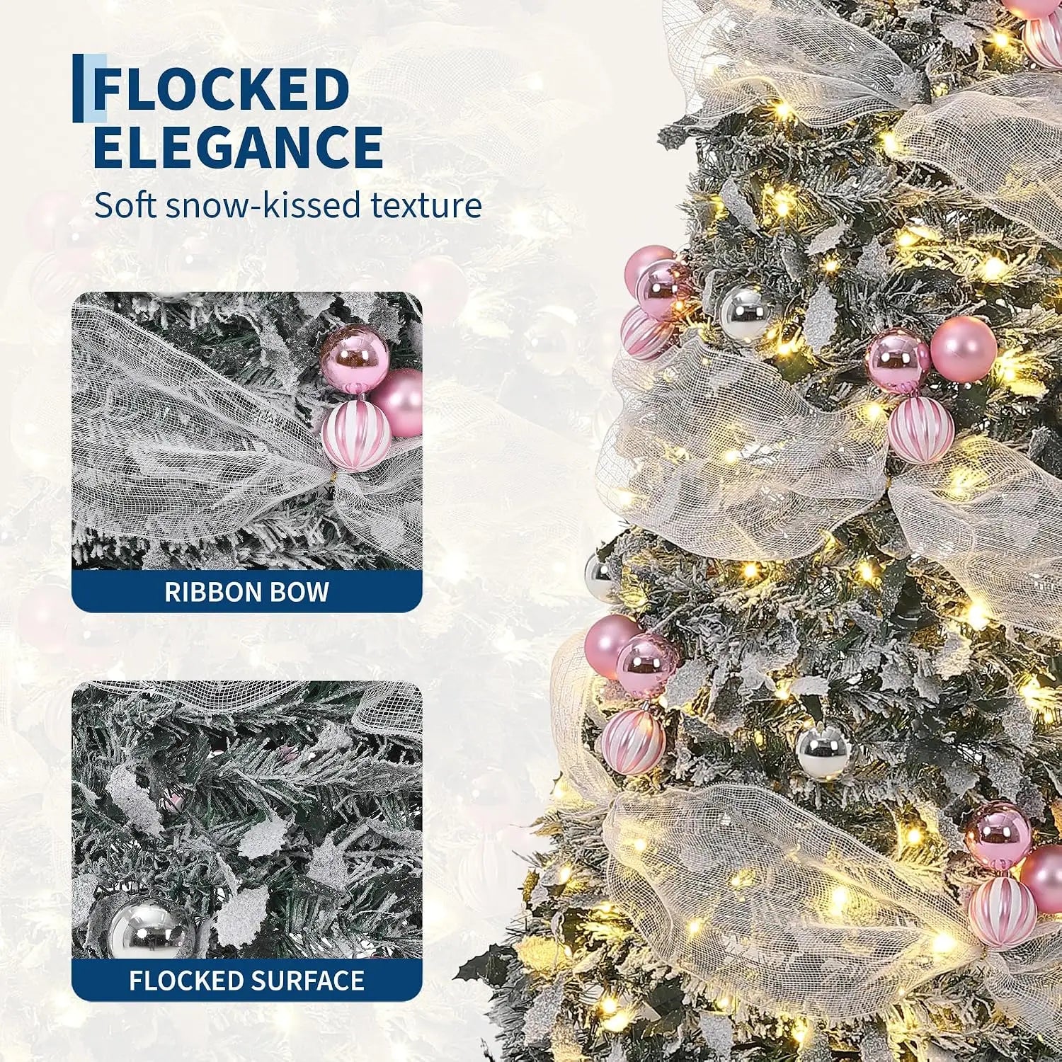 Garvee 6ft Pop-up Christmas Tree — Pre-Lit Flocked Design with LED Lights
