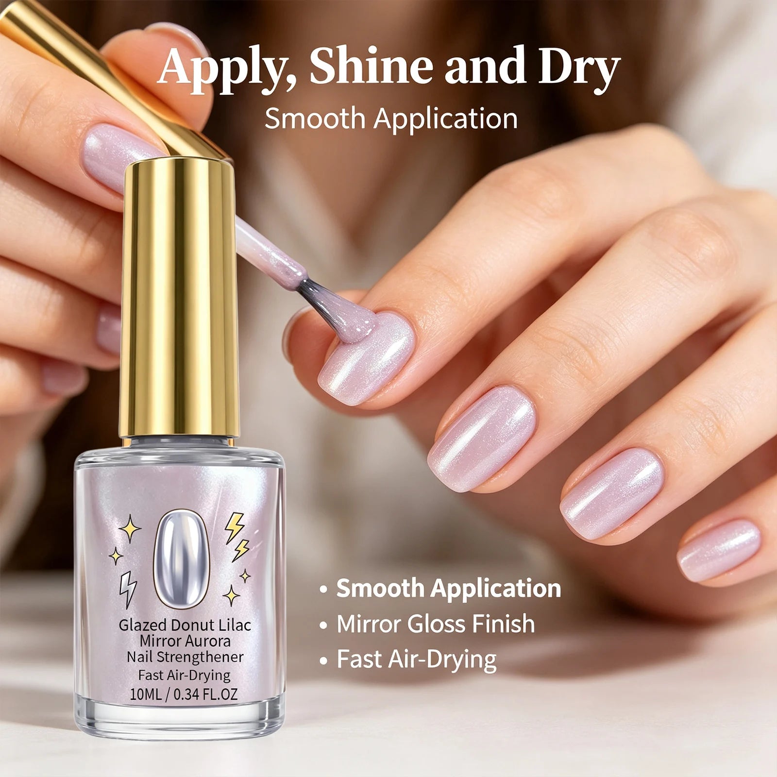 Purple Metallic Gel Nail Polish — Mirror Effect Aurora Finish, Quick Dry