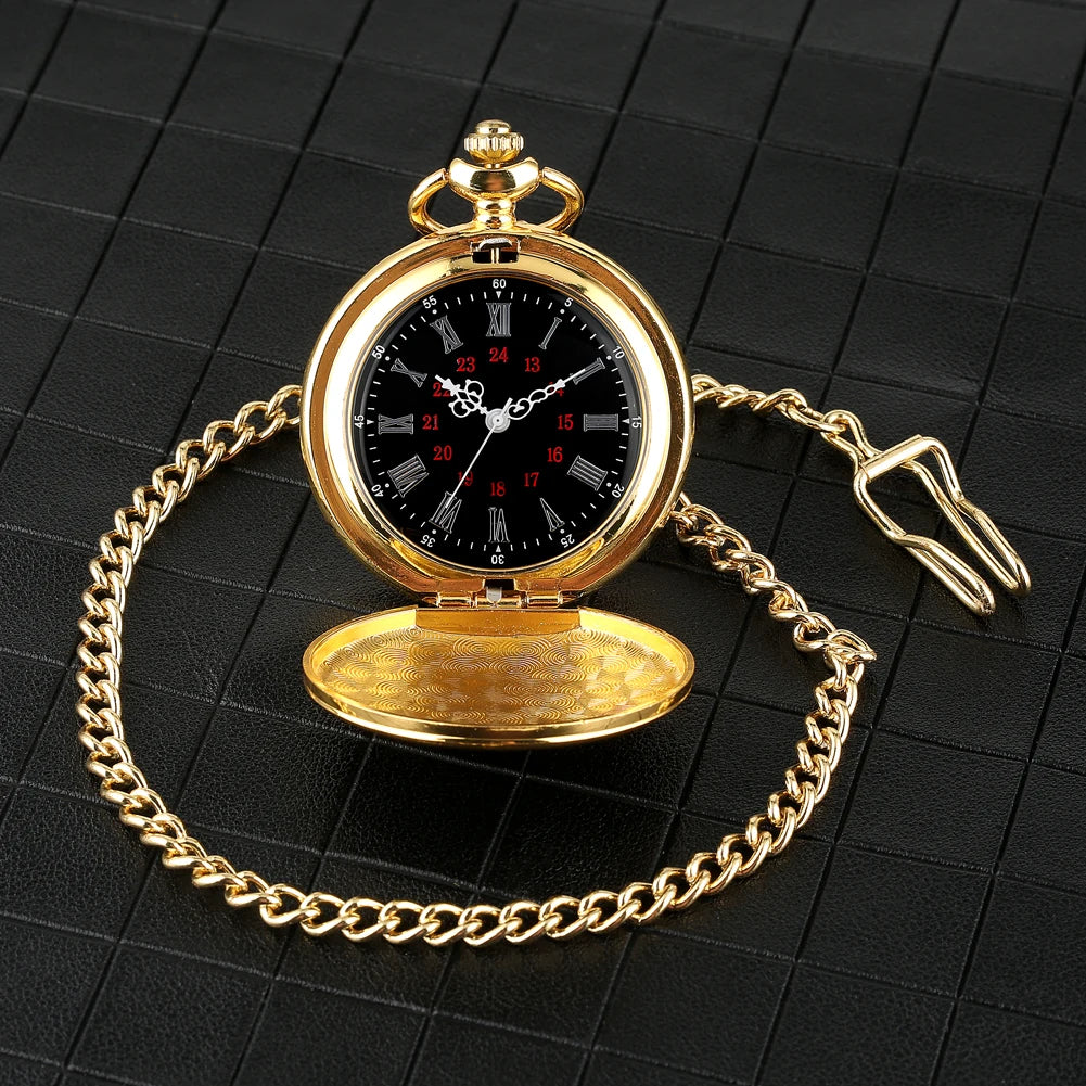 YISUYA Vintage Quartz Pocket Watch — Antique Style Necklace with Fob Chain