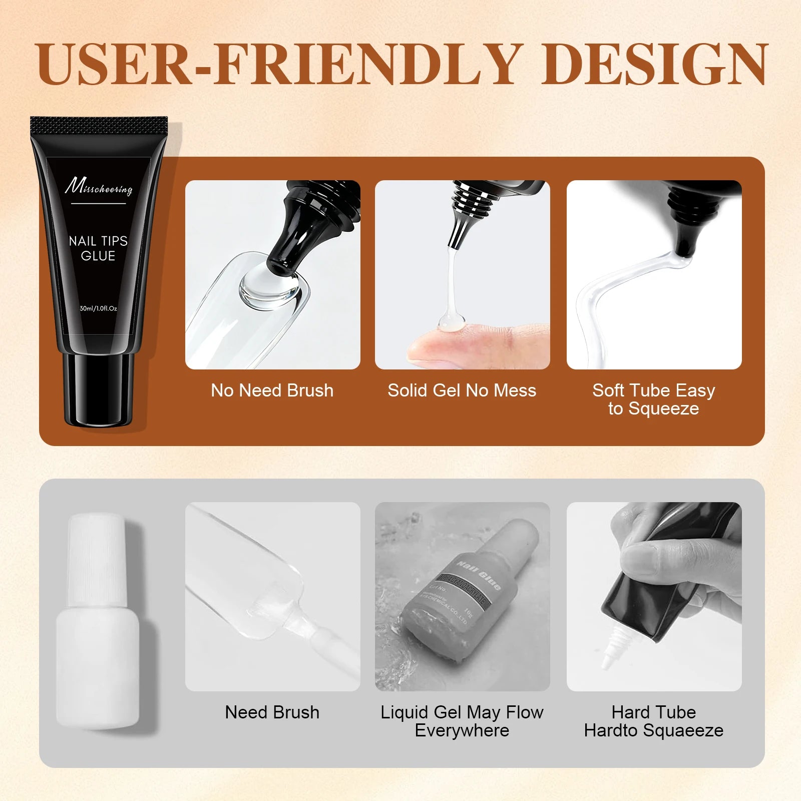 Misscheering Solid Gel Nail Glue — Strong Adhesive for Press On Nails