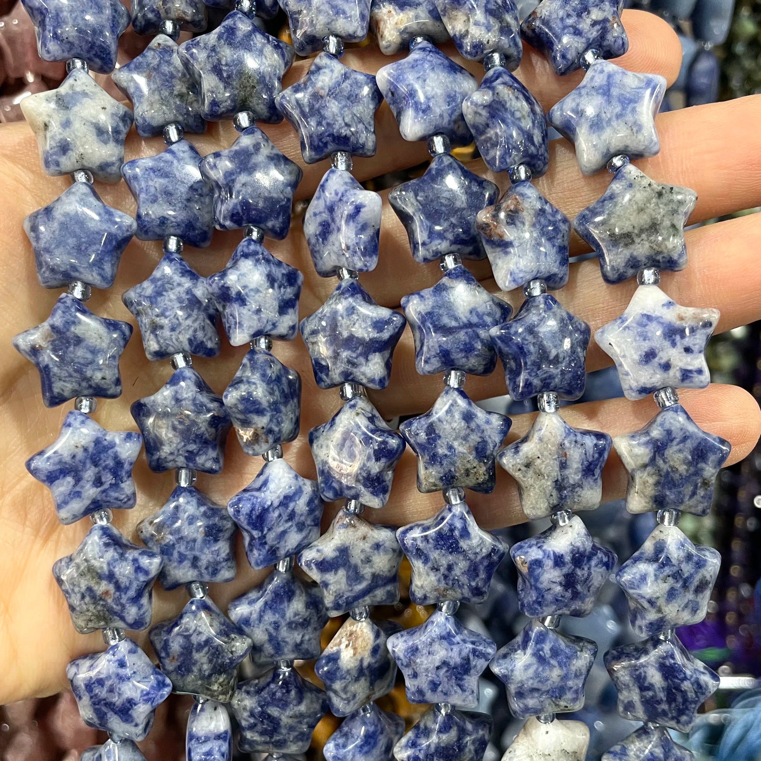 SYSRXLR Star Shaped Natural Stone Beads — 15mm Loose Quartz & Agate Spacers