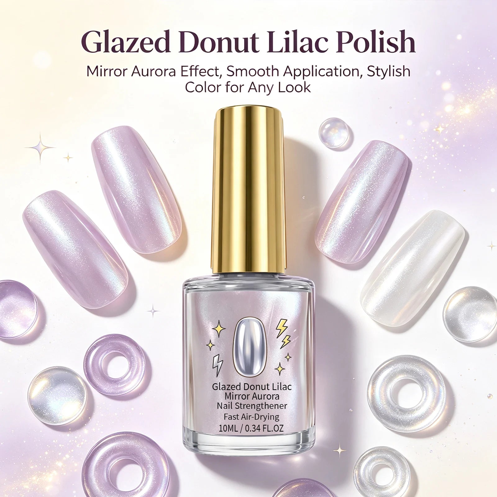 Purple Metallic Gel Nail Polish — Mirror Effect Aurora Finish, Quick Dry