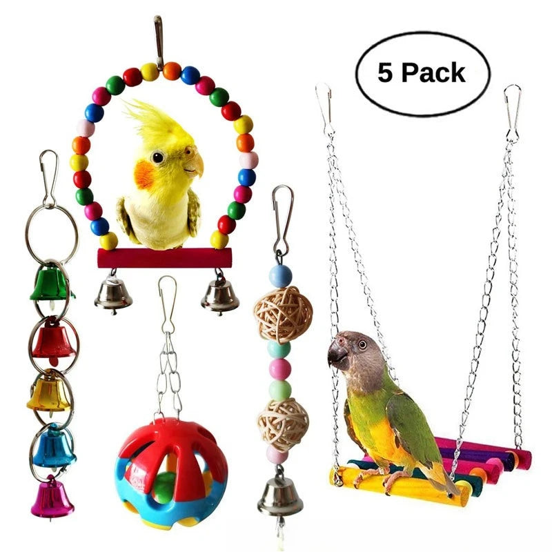 DKSTINYE Parrot Toy Set — Interactive Training Accessories for Small Birds