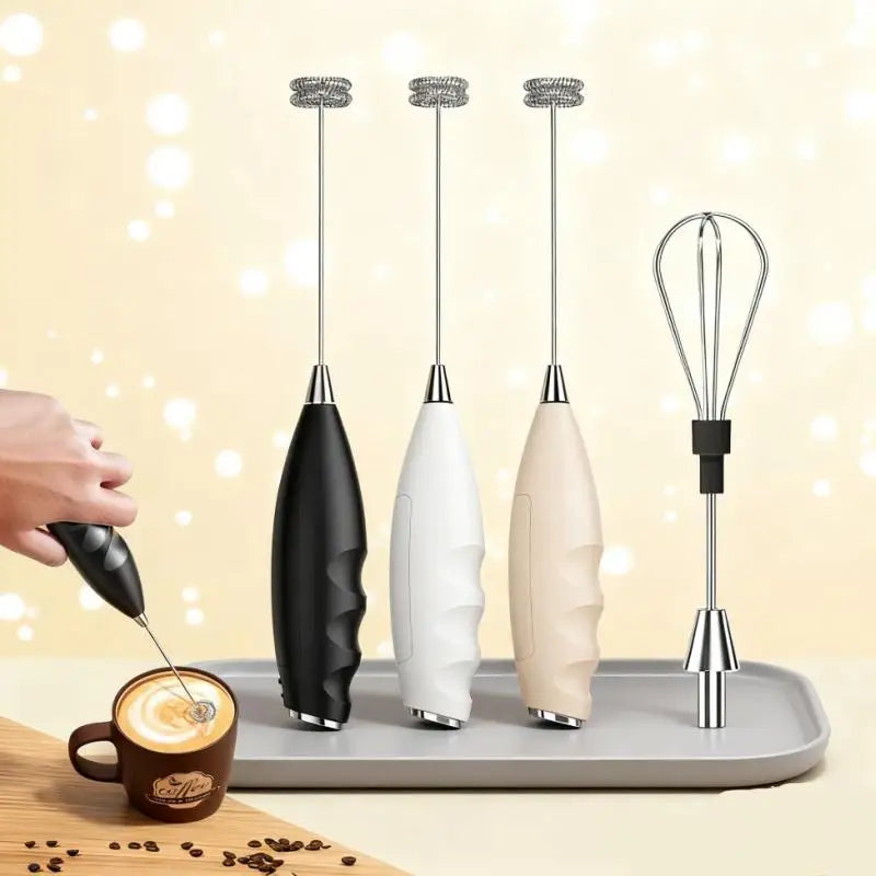 Wireless Electric Milk Frother — Handheld Battery-Powered Mixer for Coffee and Baking