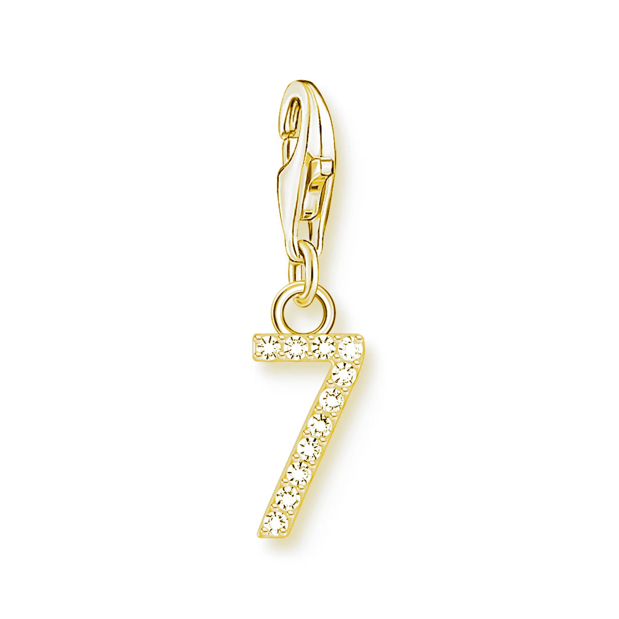 Thaddaeus Gold Plated Number Letter Charm — 925 Sterling Silver Zirconia Pendant