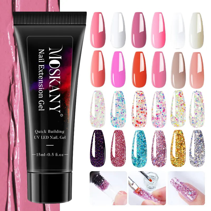 MOSKANY Poly Nail Gel Kit — Complete Manicure Set with LED Lamp