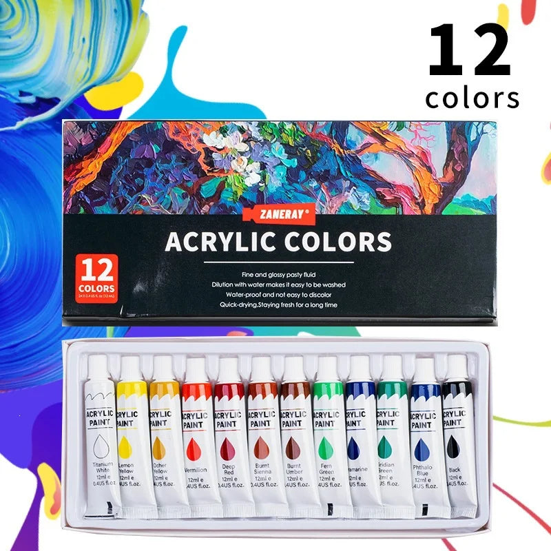 Vibrant Acrylic Paint Tube Set — Multi-Surface Art Supplies for DIY Crafts