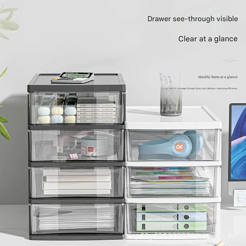 Transparent Desktop Storage Box — Multi-Tier Organizer for Stationery & Cosmetics