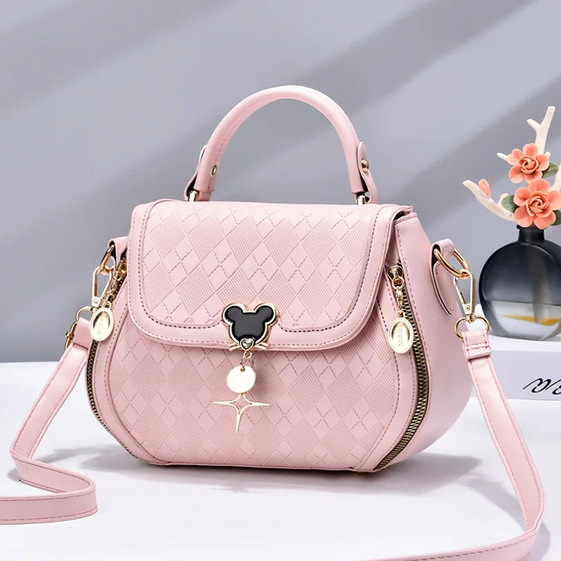 Genuine Leather Bow Bucket Bag — Elegant Shoulder Tote for Women