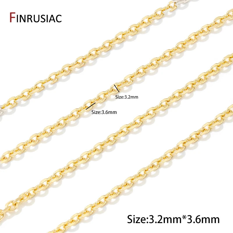 FINRUSIAC 14K Gold Plated Brass Cable Chain — DIY Jewelry Making Supplies