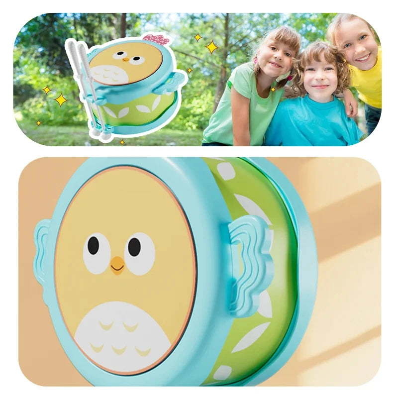 Owl Double Sided Drum — Educational Musical Instrument for Kids