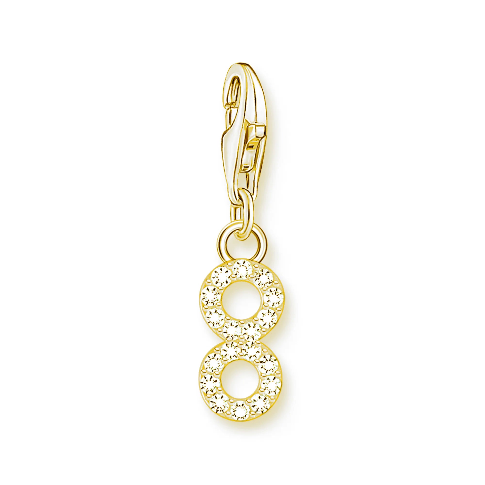 Thaddaeus Gold Plated Number Letter Charm — 925 Sterling Silver Zirconia Pendant