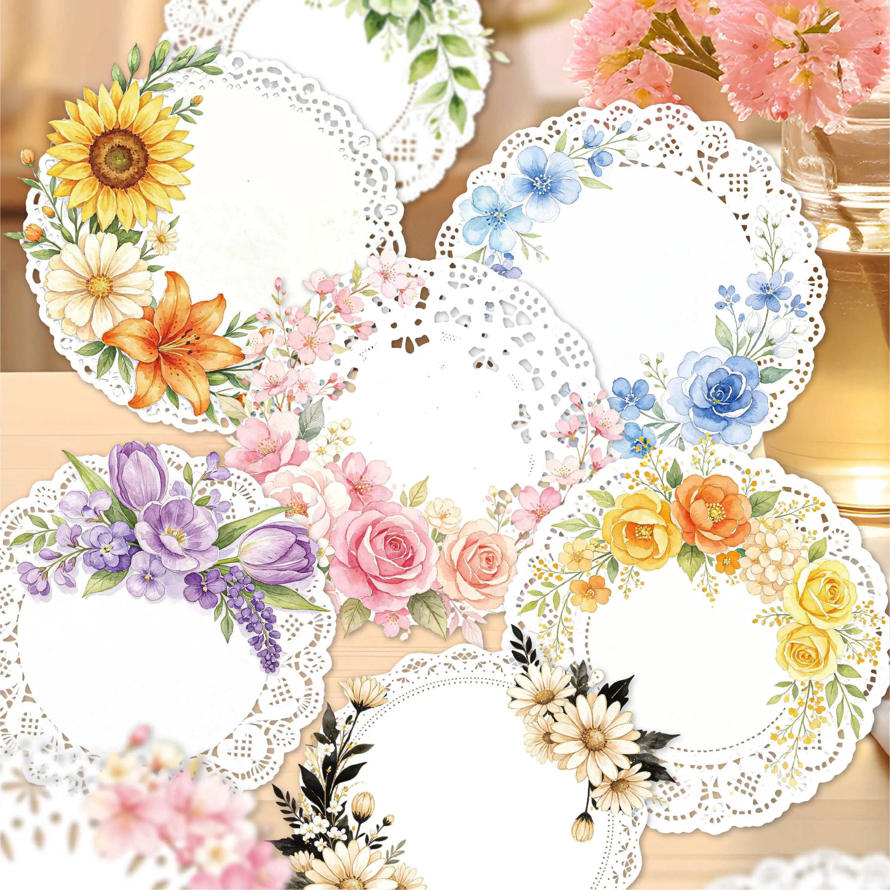 Lace Decorative Paper Stickers — Elegant Scrapbooking & Journaling Decals