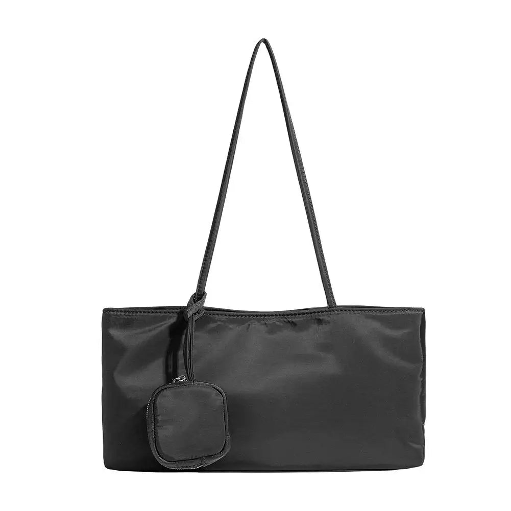 Large Capacity Nylon Canvas Tote Bag — Lightweight Shoulder Bag with Pouch