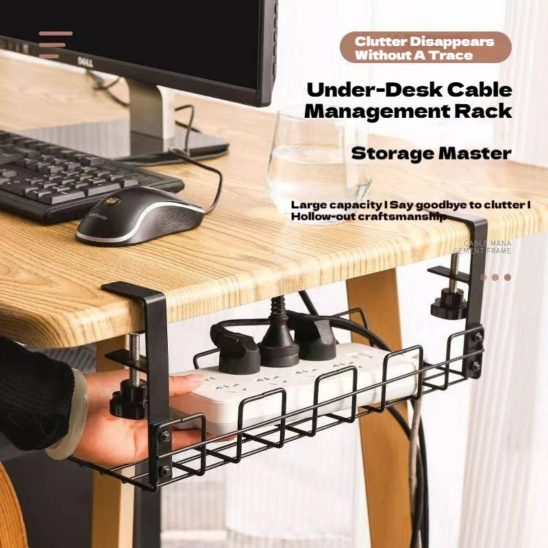 XMSJ Under Desk Cable Management Tray — Metal Wire Organizer for Office & Home