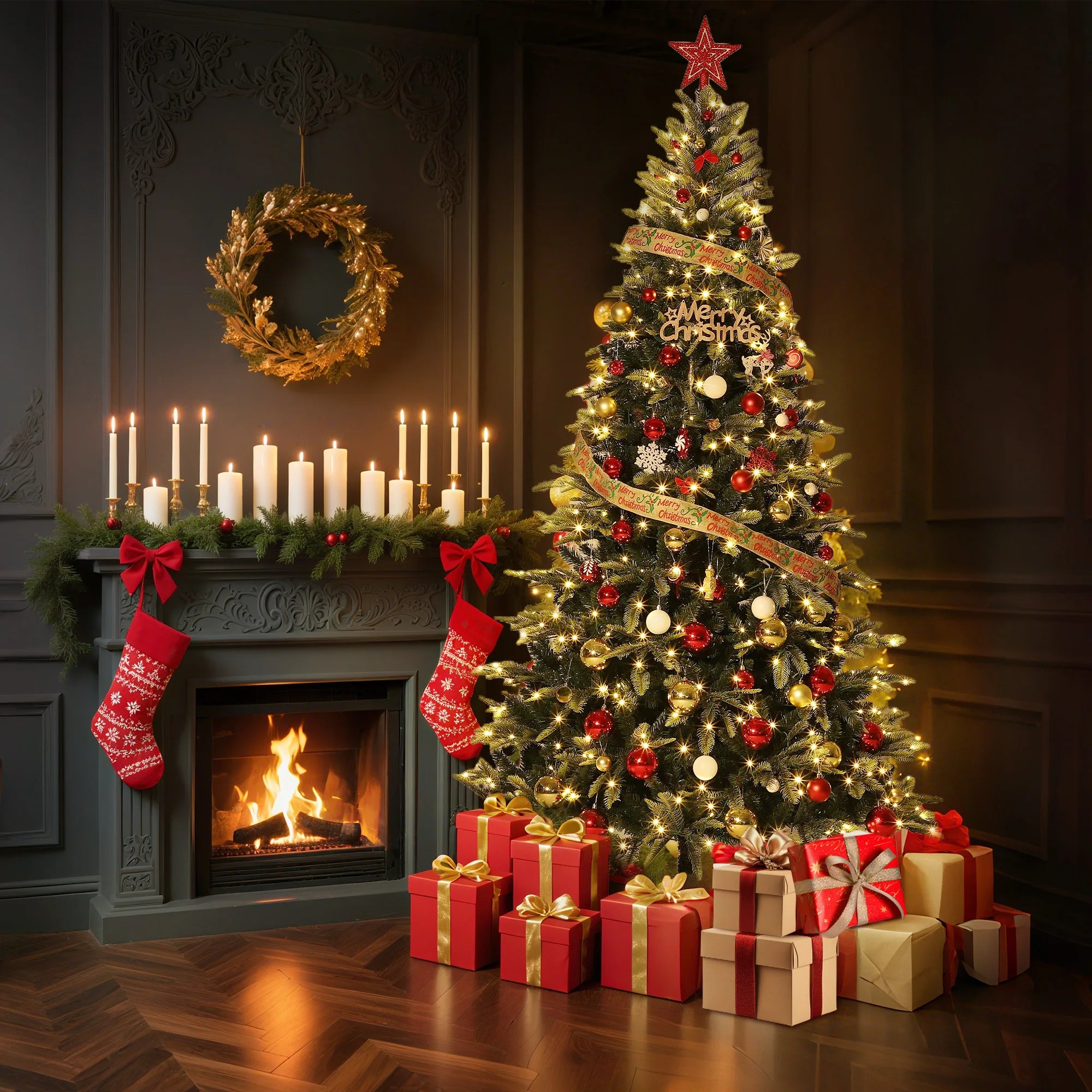 GAOMON Pre-Lit Pencil Christmas Tree — Slim Design for Small Spaces