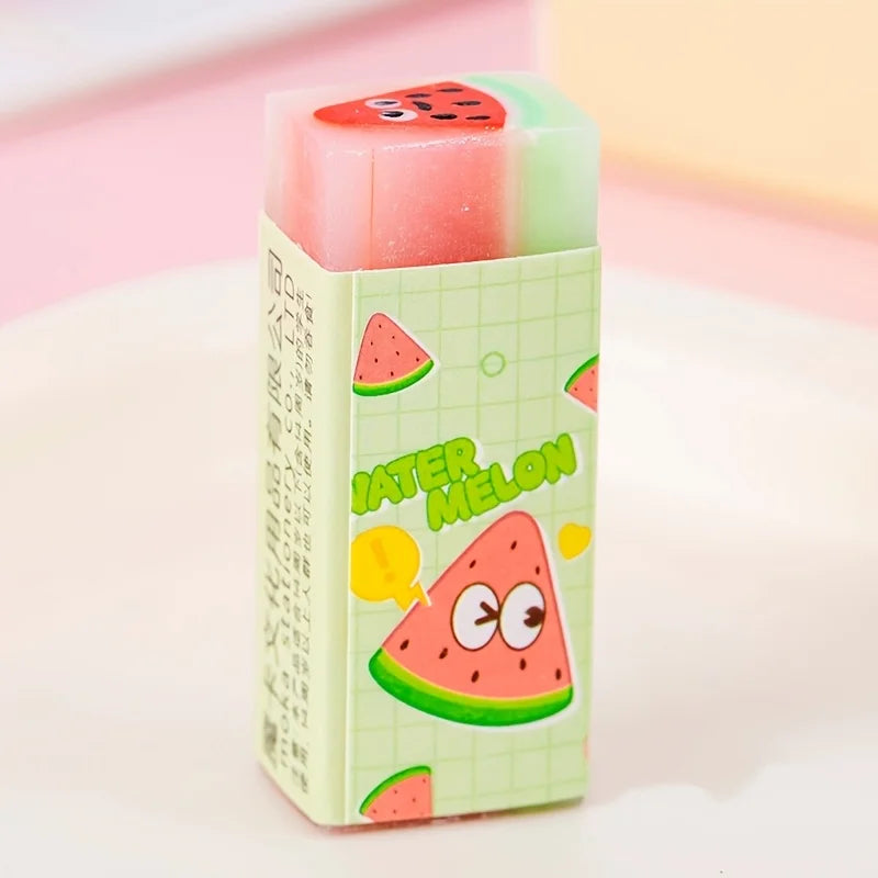 Assorted Cartoon Fruit Jelly Erasers — Fun Student Stationery Set