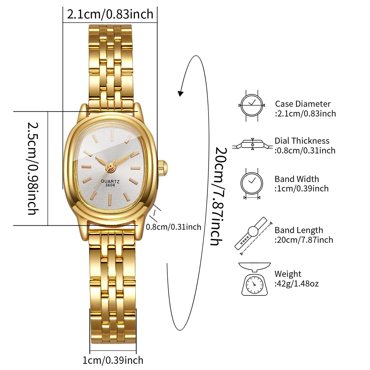 Elegant Oval Dial Women's Quartz Watch — Fashionable Ladies Wristwatch
