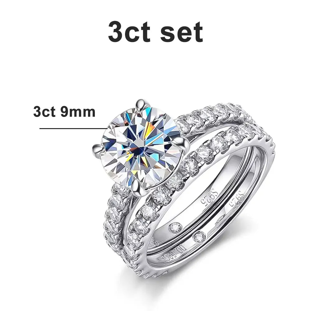 knobspin Moissanite Bridal Ring Set — Sparkling VVS1 D Color Eternity Band