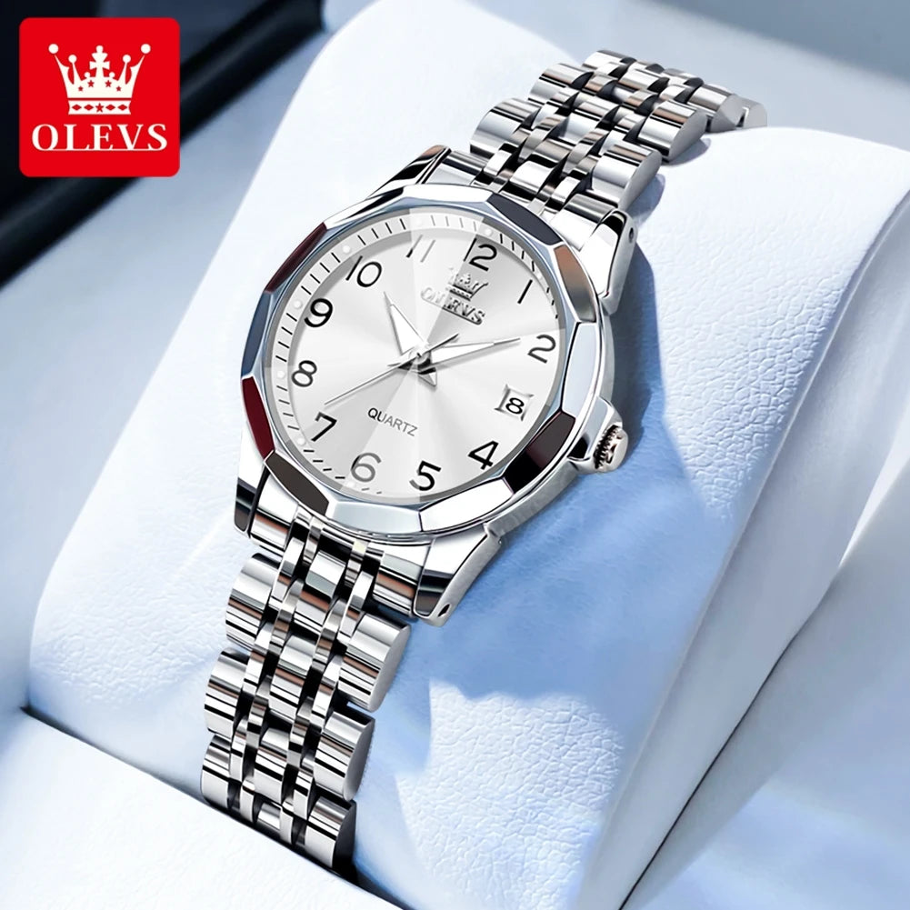 OLEVS 9970 Quartz Wristwatch — Stainless Steel Men's Watch with Date Display