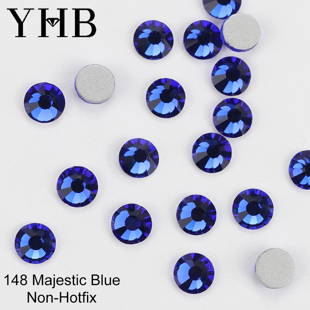 YHB Crystal Flat Back Rhinestones — Glitter Gemstones for Nails and Fabric