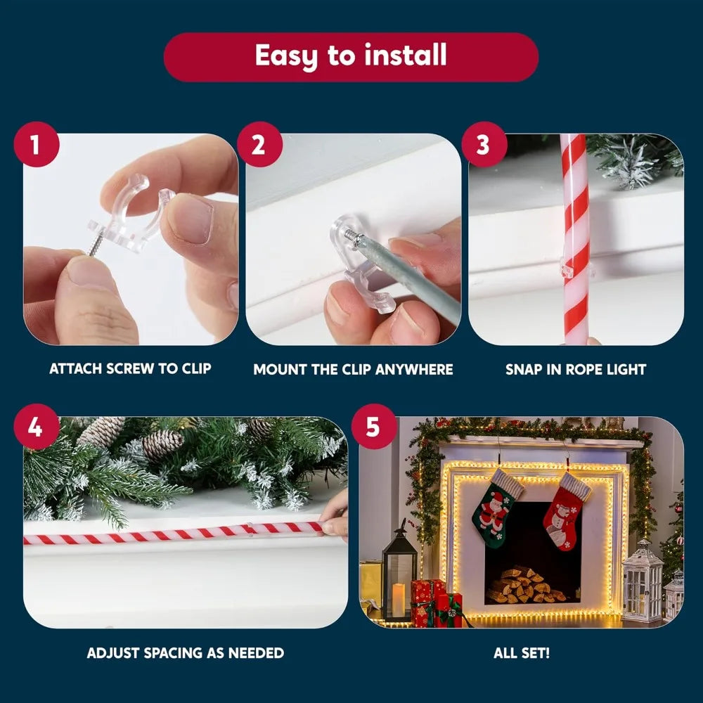 Joyfy LED Candy Cane Rope Lights — 40FT Waterproof Outdoor Holiday Decor