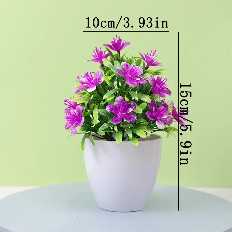 Artificial Five Leaf Plum Potted Plant — Decorative Indoor & Outdoor Floral Bonsai