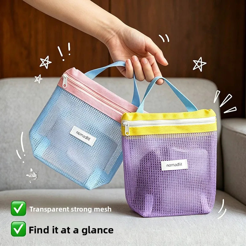 Portable Waterproof Toiletry Bag — Mesh Travel Organizer for Beach & Fitness